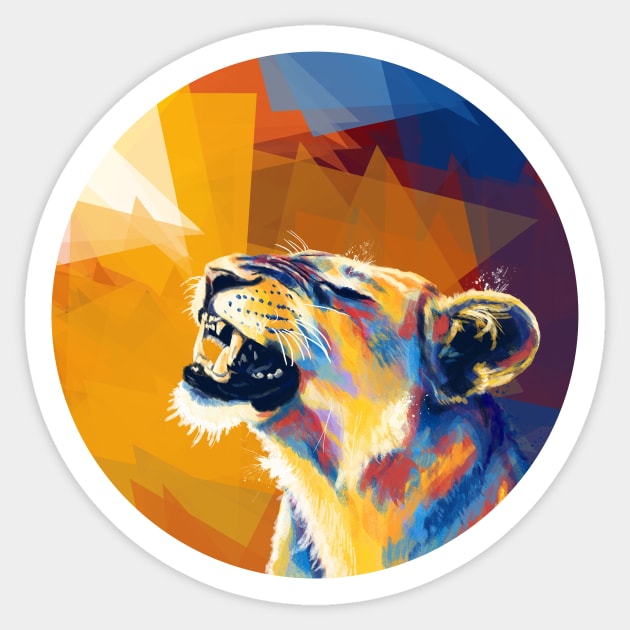 In the Sunlight - Lioness portrait Sticker by Flo Art Studio